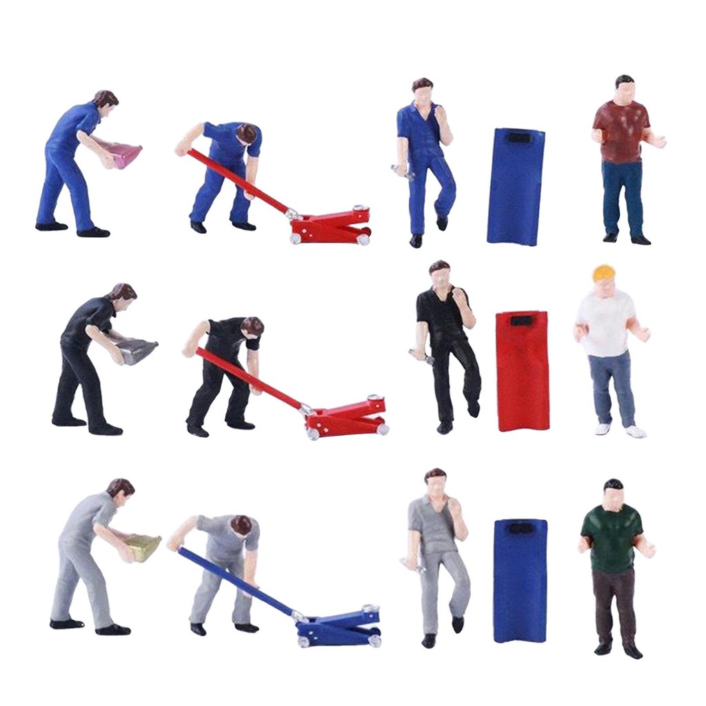 [svzfjuv] 1:64 Diorama รูปคนเรซิ่น Worker อาคาร Scenario สําหรับ Shih Tzu Decor สําหรับสวนรถไฟ Scena