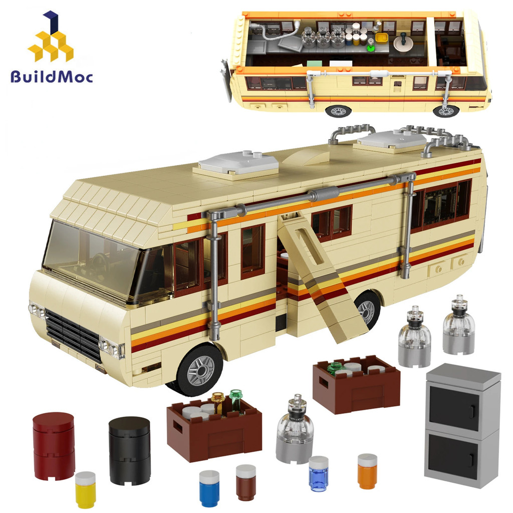 Buildmoc Breaking Bad รถ Building Blocks ชุด Walter สีขาว Pinkman ทําอาหาร Lab Rv รถของเล่นสําหรับเด