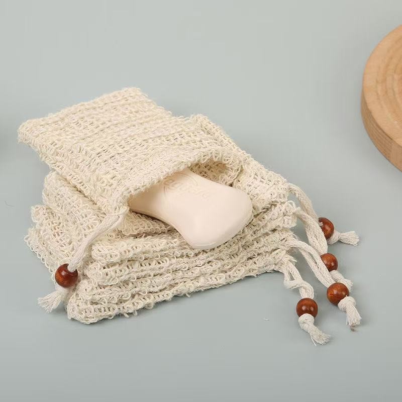Sisal Soap Powder Foaming Net Soap Fragment Storage Bag Bath Face Wash Foaming ในครัวเรือนเป็นมิตรกับสิ่งแวดล้อมสบู่ Net Beam Mouth Anti-