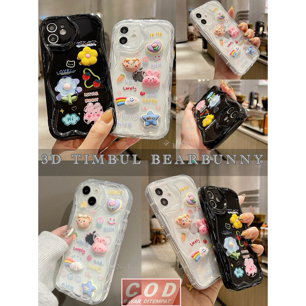 CASING WAVE BEAR BUNNY CUTE INFINIX SMART 10 9 9HD 8 8PLUS 8PRO 7 6NFC 5 NOTE 50 40PRO 30PRO HOT 50 