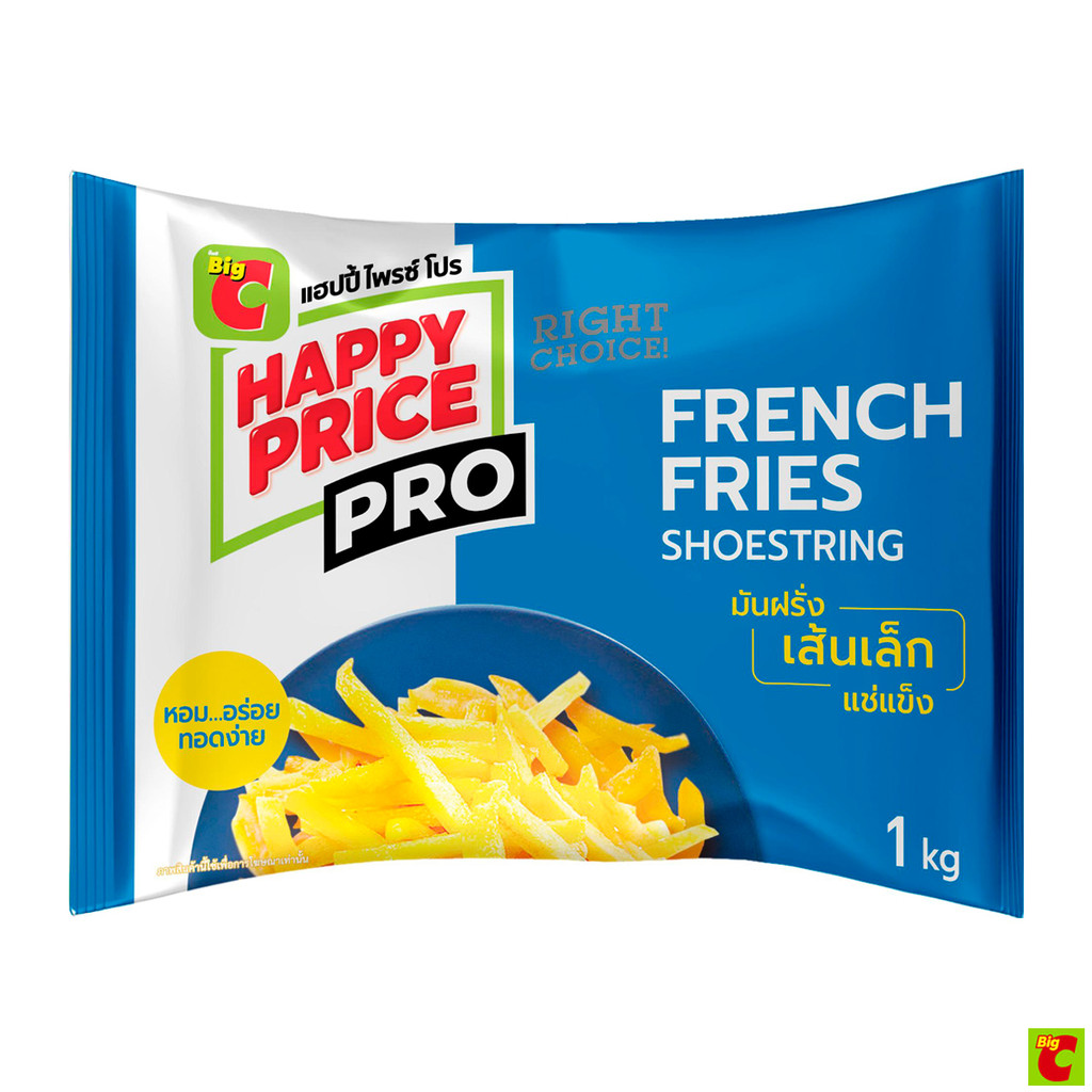 บิ๊กซีแฮปปี้ไพรซ์โปรมันฝรั่งเส้นเล็กแช่แข็ง1กก.