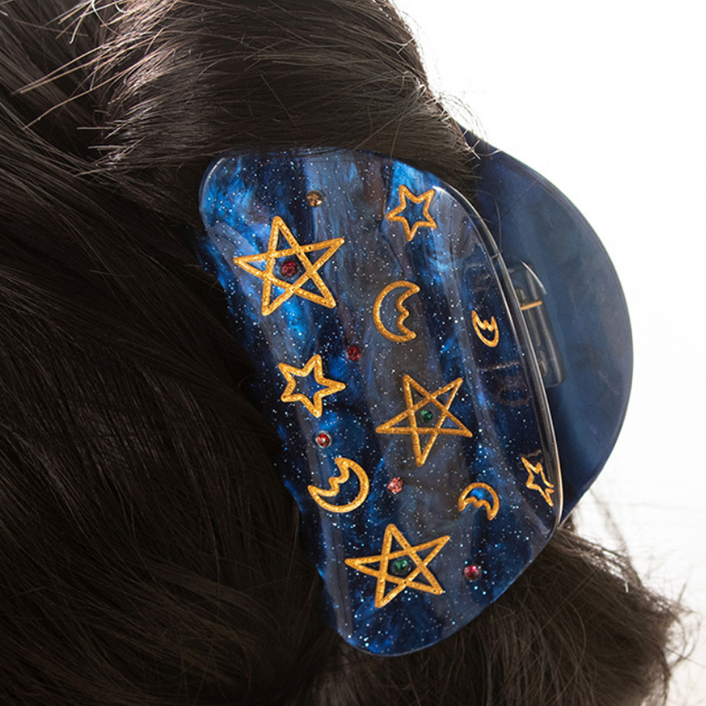 กิ๊บติดผม Moon Star Rhinestone ด้ายทองอะคริลิคสีสันสดใส สําหรับผู้หญิง