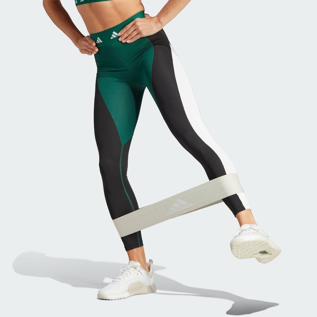 adidas Gym & Training กางเกงรัดรูปเจ็ดส่วนคัลเลอร์บล็อก Techfit ผู้หญิง สีดำ IK6154