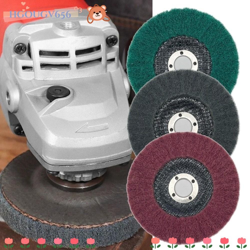 HGOUGVT Non-Woven Grinding Wheel, 4.5" 115mm Nylon Fiber Flap Polishing Wheel, Scouring Pad Flat Fla