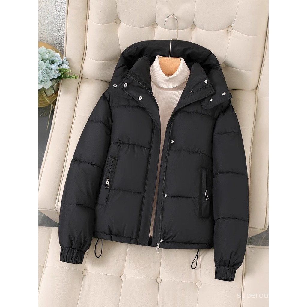 ฤดูหนาวเวอร์ชั่นเกาหลีใหม่2025 แจ็คเก็ตผ้าฝ้ายอเนกประสงค์สําหรับผู้หญิง เล็กกระทัดรัด แฟชั่นคลุมด้วยผ้าผ้าฝ้ายเสื้อลําลองผู้หญิงแจ๊กเก็ต ดร - รูปที่ 3