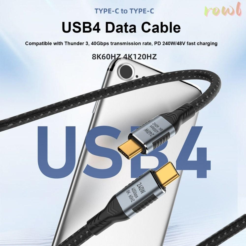 ROWL USB 4.0 Gen 3 สําหรับแล็ปท็อป Fast Charging Wire Data Line 8K 60HZ