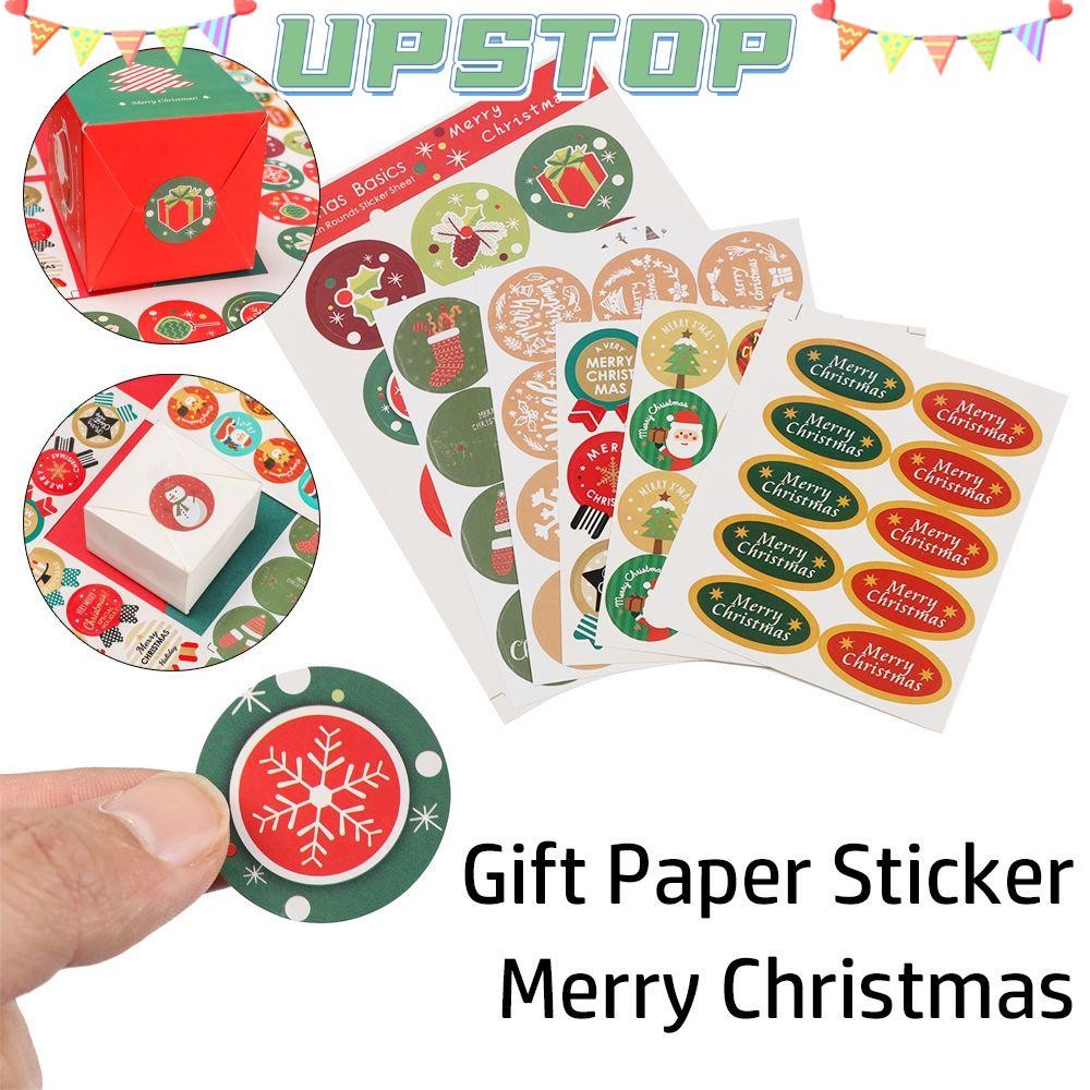 UPSTOPBO 5 แผ่นสติกเกอร์กระดาษ Handmade Sealing Biscuit Package คุกกี้ Candy Tag Package Label