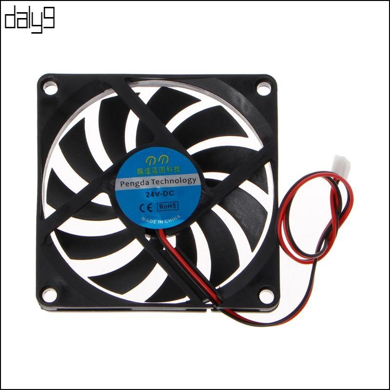24V 2-Pin 80x80x10mm PC Computer CPU System Heatsink Brushless Cooling Fan 8010