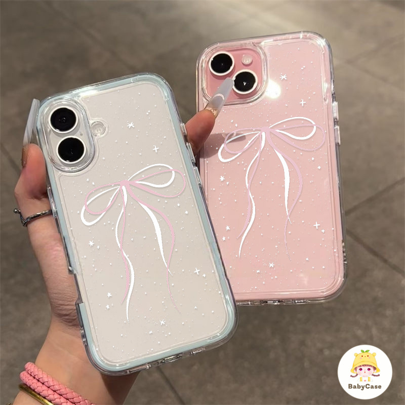 เคสไอโฟน 11 สำหรับ iPhone 15 13 14 12 16 Pro Max 15 16 14 Plus โบว์หวานปมดาวเคสกันกระแทก 2 in 1