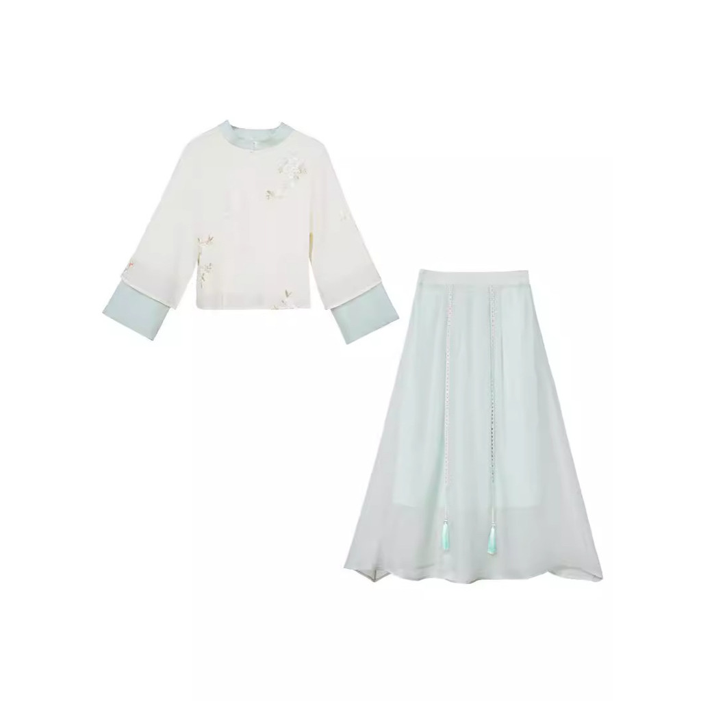 ชุดฮันฟูผู้หญิงสไตล์รีพับลิกันและย้อนยุคจีน ออกแบบมาเพื่อสวมใส่ในฤดูใบไม้ผลิและฤดูร้อน - รูปที่ 2