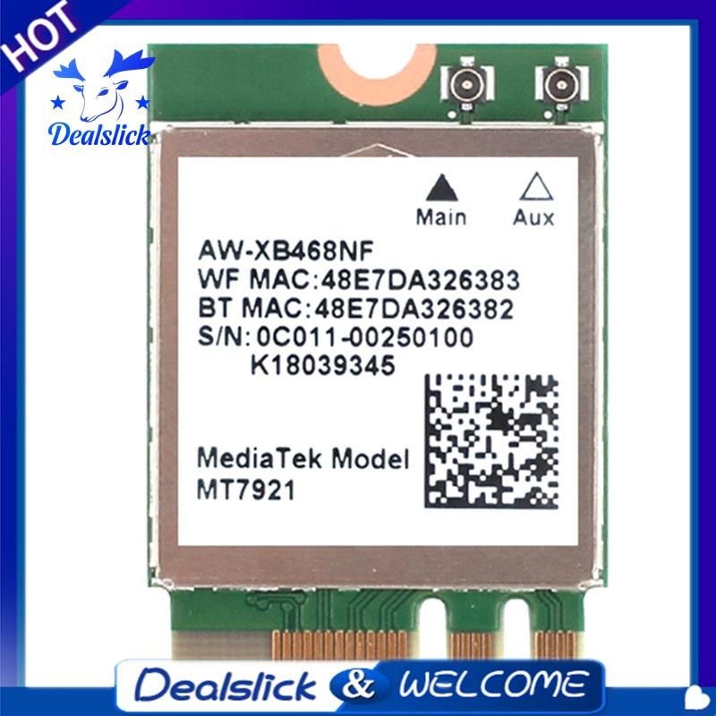 1 ชิ้น MT7921 WIFI6 2.4G 5G การ์ดเครือข่าย Gigabit M2 5.2 BT การ์ดเครือข่ายสีเขียว