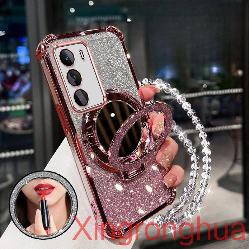 เคสสําหรับ RealMe Realme C71 C65 C75 C75X 4G เคสโทรศัพท์ Glitter 3D แต่งหน้ากระจกผู้ถือโทรศัพท์มือถื