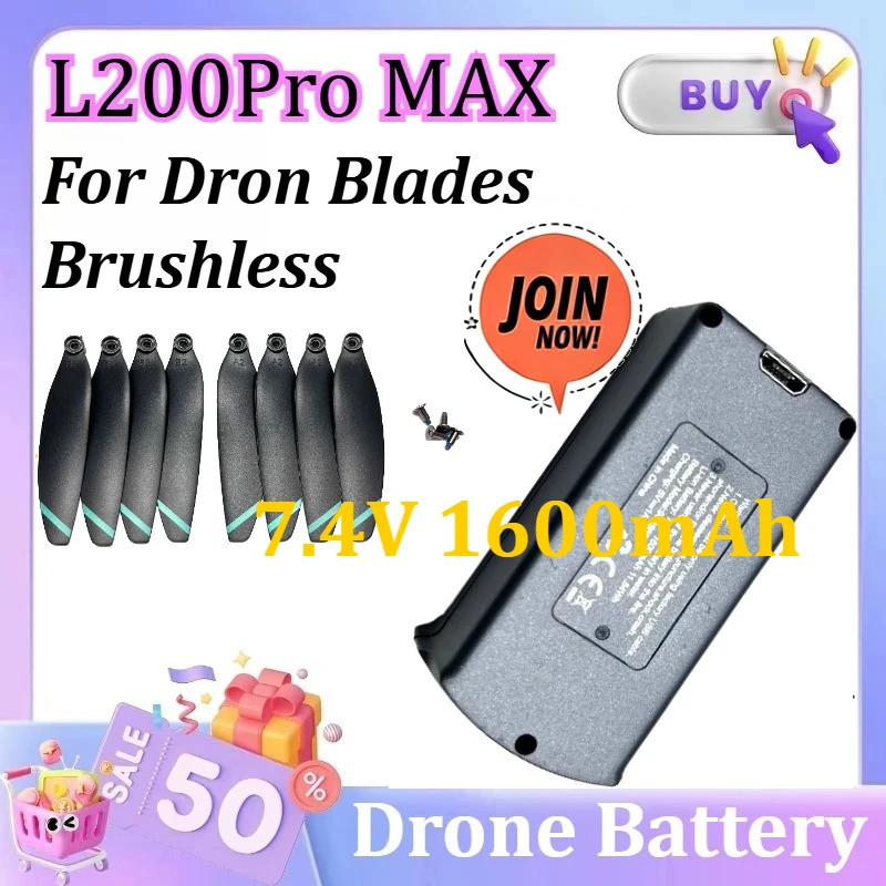 สําหรับ L200Pro MAX Dron Blades Brushless Drone อุปกรณ์เสริมอะไหล่ 7.4V 1600mAh L200Pro MAX ใบพัด