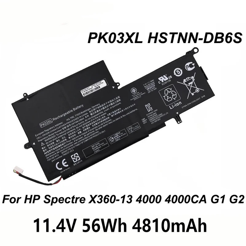 PK03XL HSTNN-DB6S 11.4V 56Wh แบตเตอรี่แล็ปท็อปสําหรับ HP Spectre Pro X360 G1 G2 X360-13 4000CA 4000T