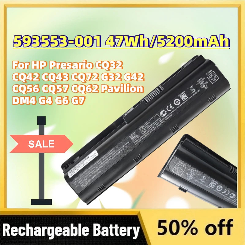 593553-001 47Wh/5200mAh 10.8V แบตเตอรี่แล็ปท็อปสําหรับ HP Presario CQ32 CQ42 CQ43 CQ72 G32 G42 CQ56 