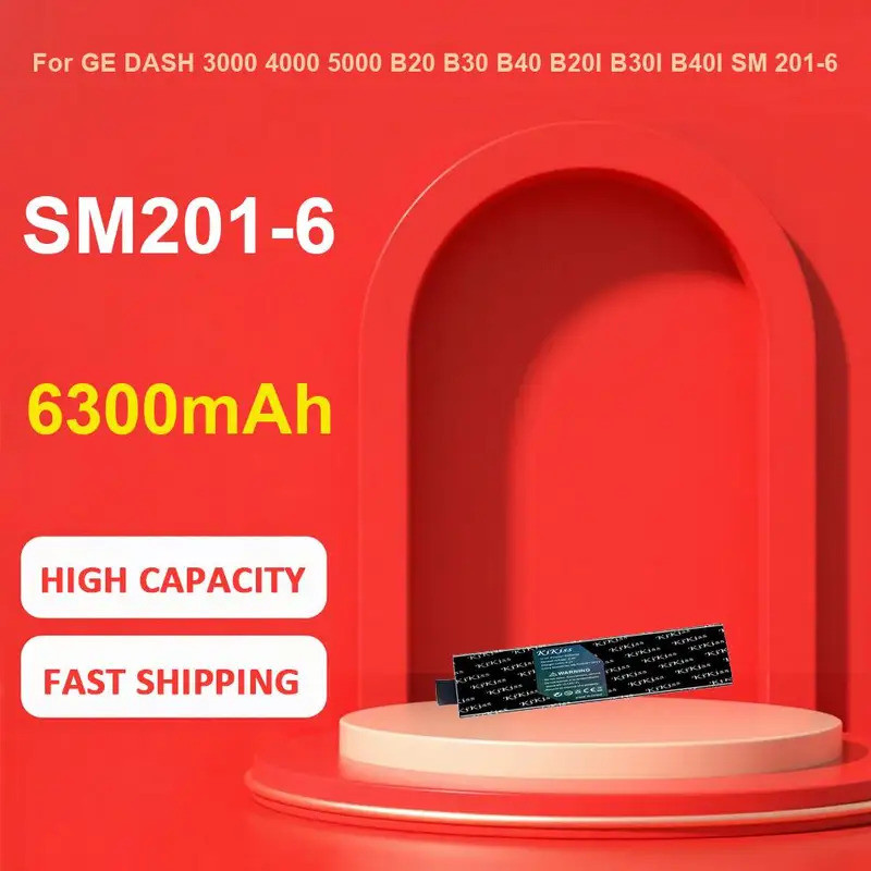 KiKiss แบตเตอรี่สําหรับ GE DASH 3000 4000 5000 B20 B30 B40 B20I B30I B40I SM 201-6,SM201-6,6300mAh