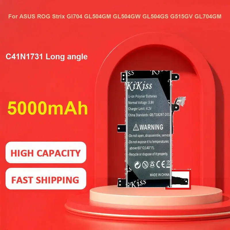 แบตเตอรี่แล็ปท็อปประสิทธิภาพสูง C41N1731 มุมยาวสําหรับ ASUS ROG Strix Gl704 GL504GM GL504GW GL504GS 