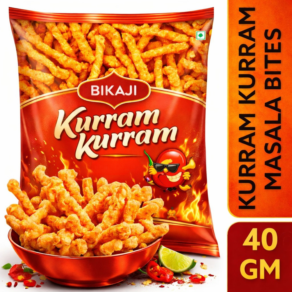 Bikaji KURKURE Kurram Kurram MasalaChips 40g.