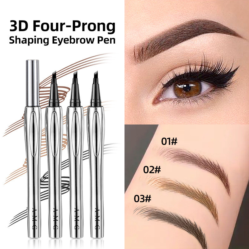แต่งหน้า AMG Four-Prong Shaping ดินสอเขียนคิ้วกันน้ําไม่เลอะง่ายดินสอเขียนคิ้ว Four-Prong