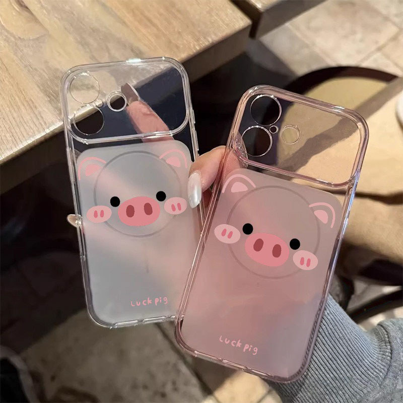 For iPhone เคสไอโฟน หมูสีชมพู 11 12 13 14 15 16 17 PLUS B4PRO MAX X XS เปลือกที่เรียบง่าย MAX XR 7/8PLUS