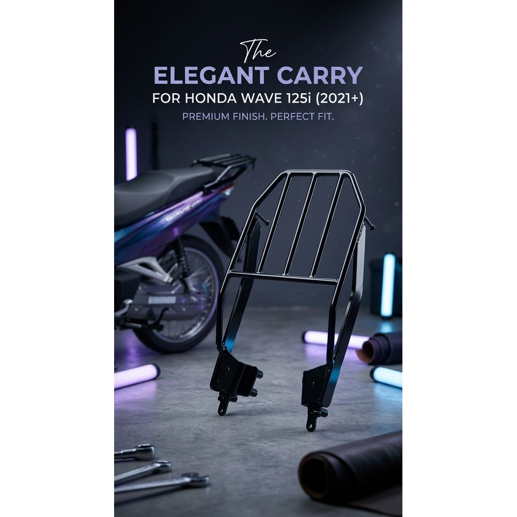 แร็คหลัง Wave125i LED 2023 2024 2025 2026 ตะแกรงท้าย เวฟ125 ไอ กล่องท้ายแร็ค วางของท้ายรถ ของแต่งมอเ