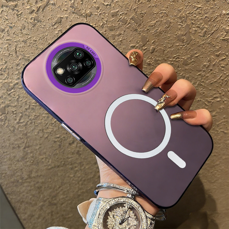 เคสสําหรับ XIAOMI POCO X3 PRO POCO X3 NFC POCO X3 เคสโทรศัพท์เคสแข็งกันกระแทกออกแบบใหม่ความงาม Frosted แม่เหล็กสําหรับสาวน่ารักสีม่วง CYBS3