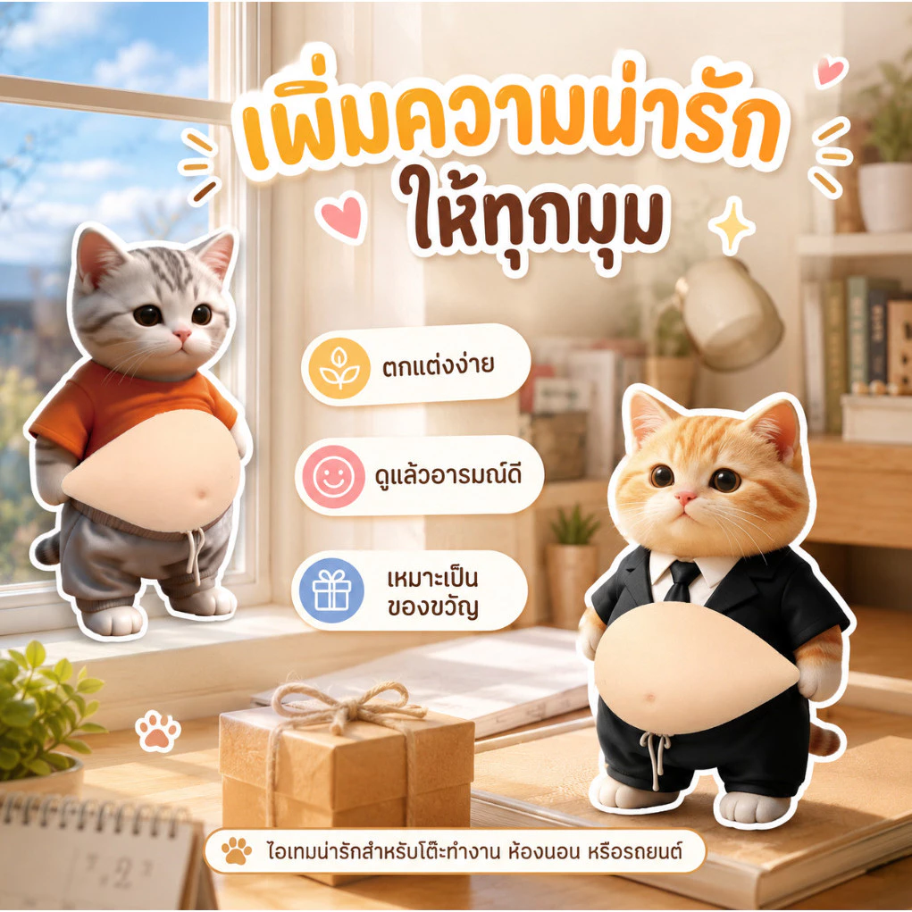 สกุชชี่ท้องแมวสามมิติ Fidget ของเล่นบีบคลายเครียด thumbnail 8
