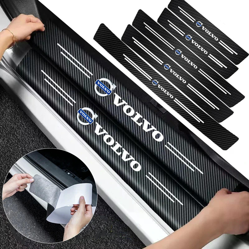 Volvo รถประตู Sill คาร์บอนไฟเบอร์สติกเกอร์ Auto Protector กันน้ําสําหรับ Volvo Rdesign XC60 XC40 V60
