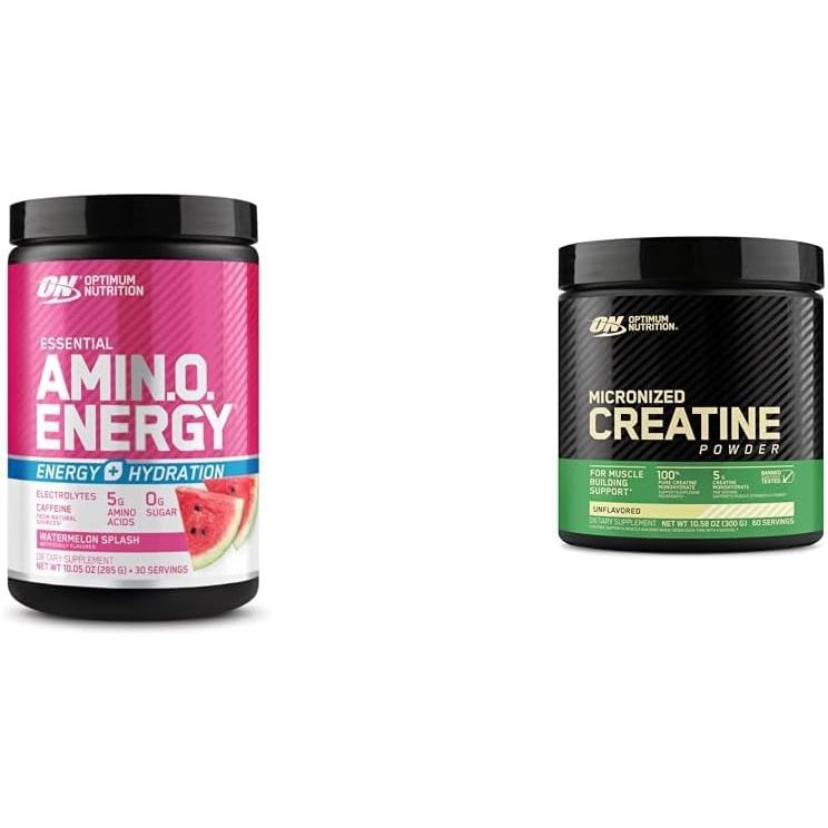 Optimum Nutrtion Bundle: Amino Energy Powder Plus Hydration, with BCAA, Electrolytes, and Caffeine, 