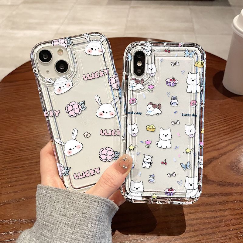 AK เคสโทรศัพท์ + ขาตั้ง For iPhone 16 15 XR 14 13 11 12 Pro Max 8 7 6 Plus SE 2020 XS Maxเคสโทรศัพท์การ์ตูนนุ่มและน่ารัก