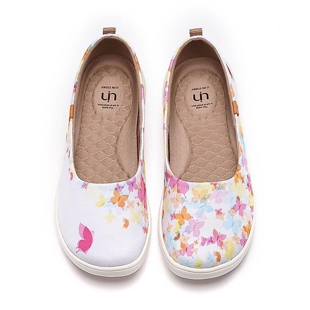 UIN Valencia รองเท้าเดินทางศิลปะสำหรับผู้หญิง Ballet Shoes-Painted Butterflies