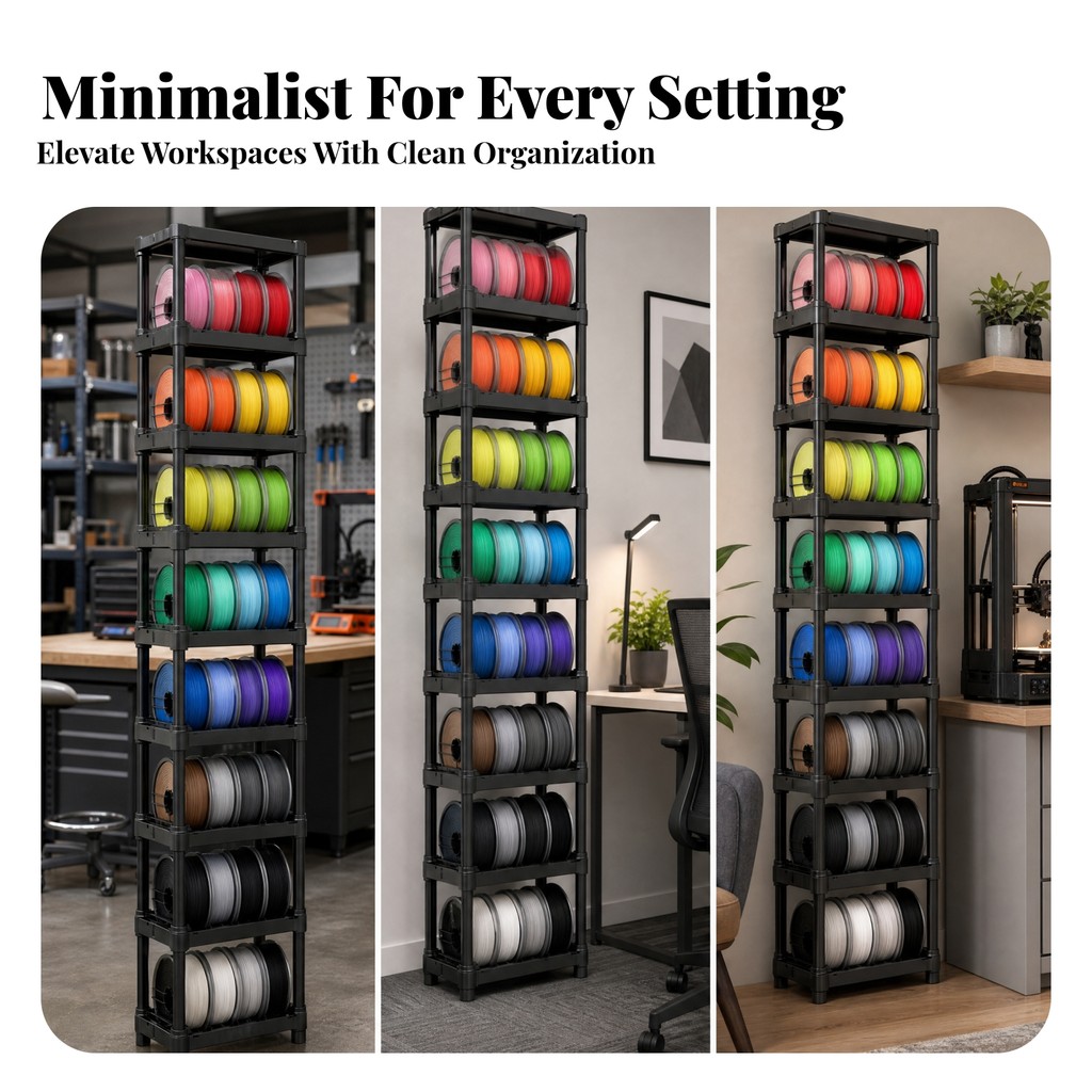 3D เครื่องพิมพ์เส้นใยชั้นเก็บอิสระ Filament Organizer Modular Spool Organizer ชั้นวางแนวตั้ง