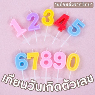 เทียนตัวเลข 0-9 สุ่มสี เทียนวันเกิดหลากสี bluebell.stuff