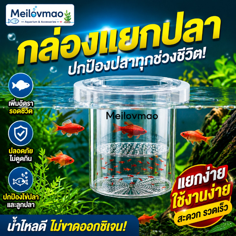 Meilovmao กล่องแยกปลา ลอยอยู่ในน้ำ ปกป้องต้นอ่อน เพิ่มอัตราการรอดชีวิตของปลา ปกป้องไข่ปลา