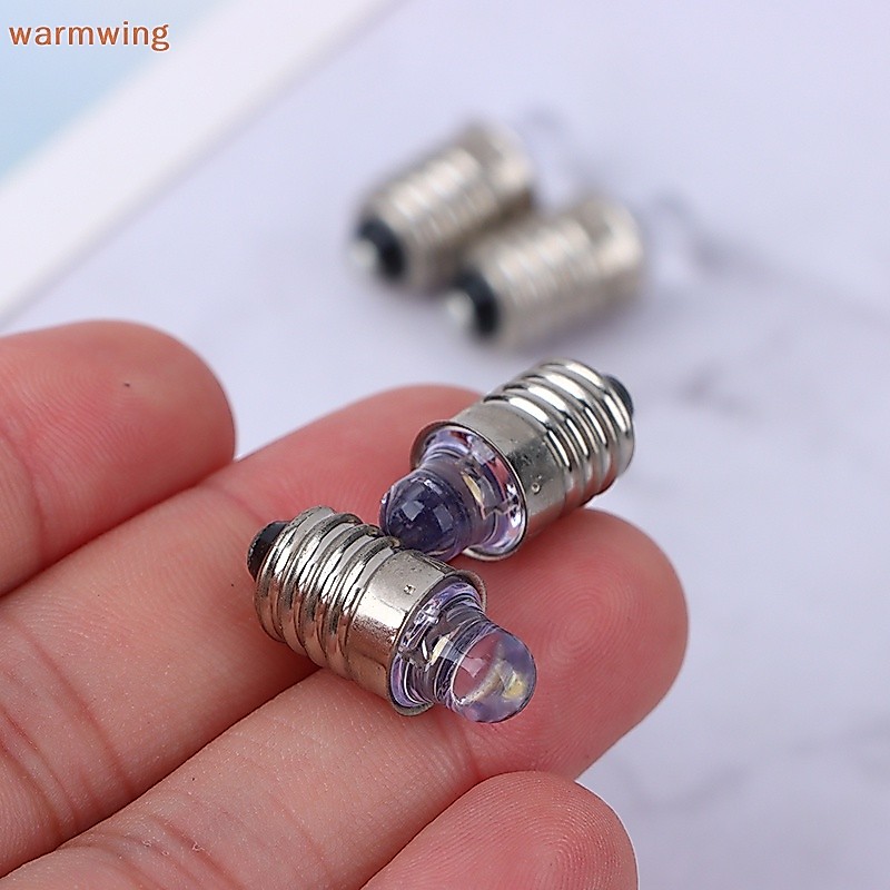 Warmwing หลอดไฟ LED 2 ชิ้น E10 3V 6V สําหรับไฟฉายและโคมไฟจักรยาน สีขาว