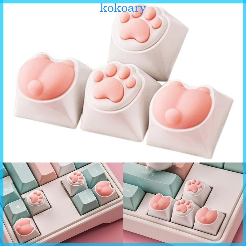 KOK 4 แพ็ค Custom Cat Keycaps สําหรับ MX โครงสร้างคีย์บอร์ดเครื่องกล Keycaps ความเสถียรที่ดี Keycaps