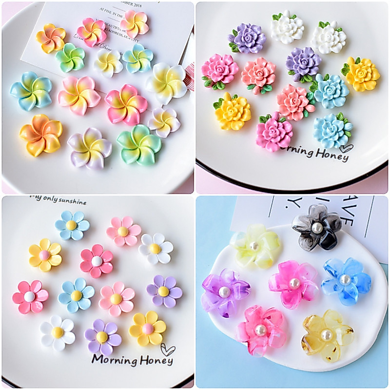10 ชิ้น/เซ็ต Sweet Egg Blossom ดอกไม้เรซิ่น Flatback Diy อุปกรณ์เสริมผมรองเท้าหัวเข็มขัดตกแต่ง Patch