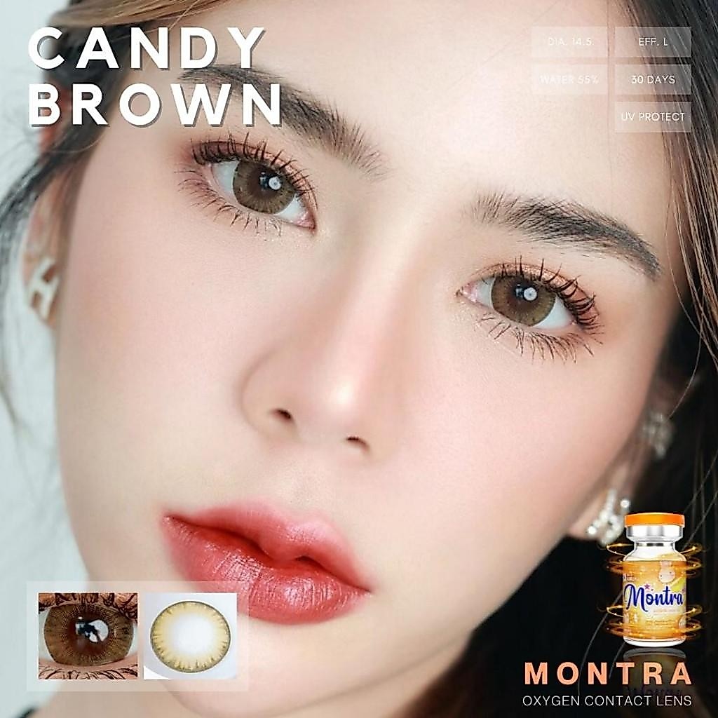 คอนแทคเลนส์[บิ๊กอาย] Candy Brown / Gray (Montra) ☁️ มี อย.ไทย