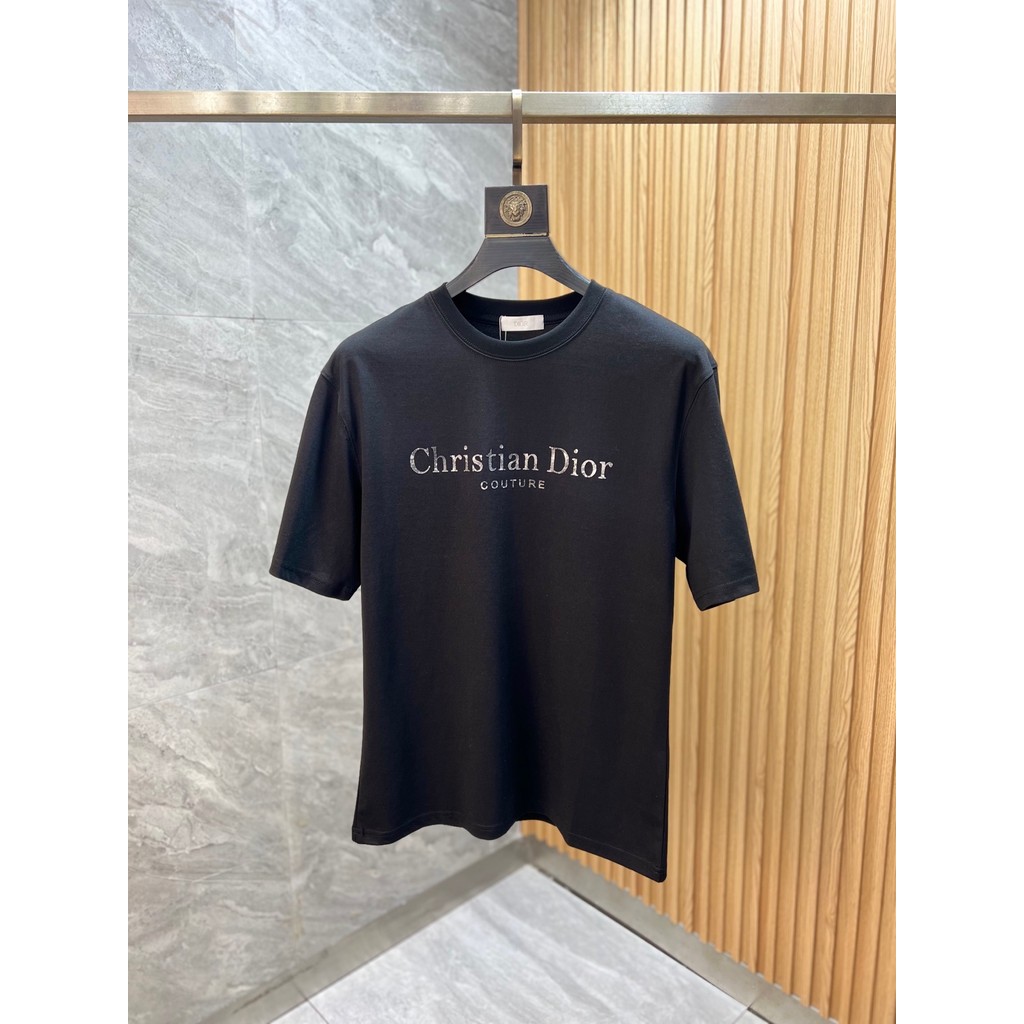 ดิออร์/ดิออร์/20262026คลาสสิกรอบคอแขนสั้นเสื้อยืดผู้ชายผู้หญิงสไตล์ผ้าฝ้ายแท้ 100% ที่กําหนดเองภายใน