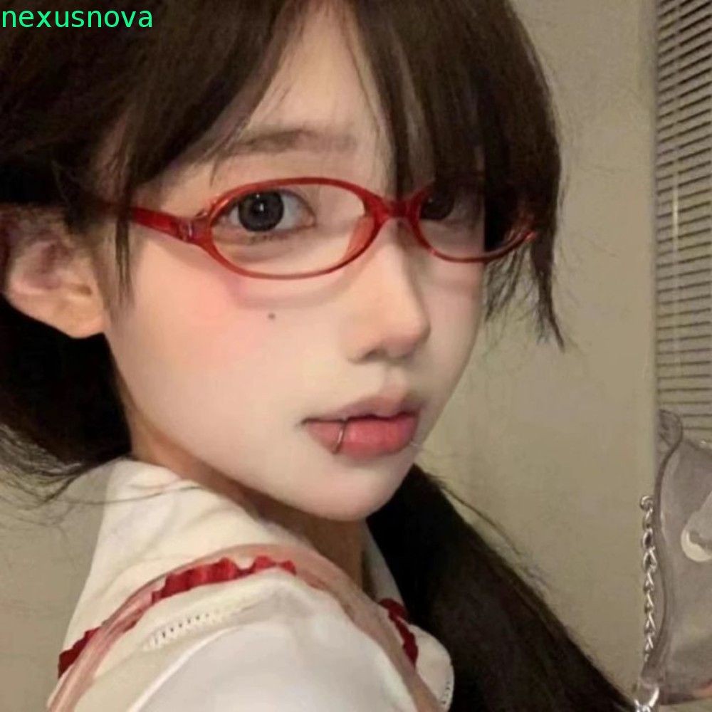 NEXUSNOVA Anti Blue-ray Glasses, Y2K Retro Oval Glasses, Vintage Leopard Print Lightweight Ins Small