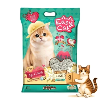( ยกกระสอบ 3 ถุง ) Easy Cat ทรายแมวภูเขาไฟ เบนโทไนท์ จับก้อนดี กลิ่นหอม รุ่นใหม่ ขนาด 10 ลิตร/ถุง