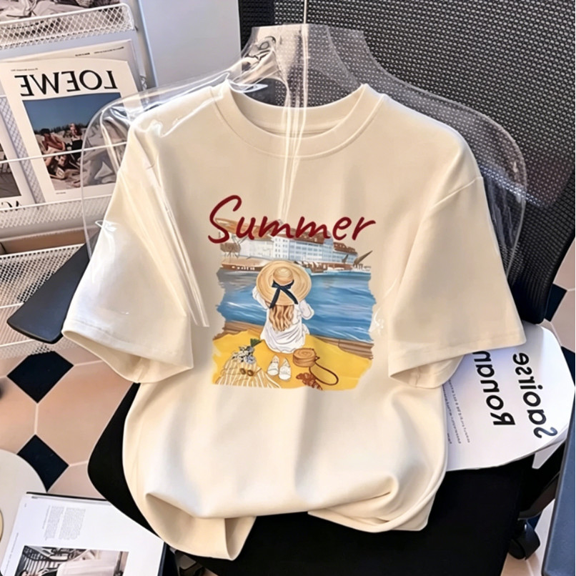 COD 24H ship/เสื้อยืดเด็ก/ฤดูกาลกลับไปโรงเรียน/ summer girl แฟชั่นเกาหลีสำหรับเด็กผู้หญิง แขนสั้นผ้าระบายอากาศ 100-XXL
