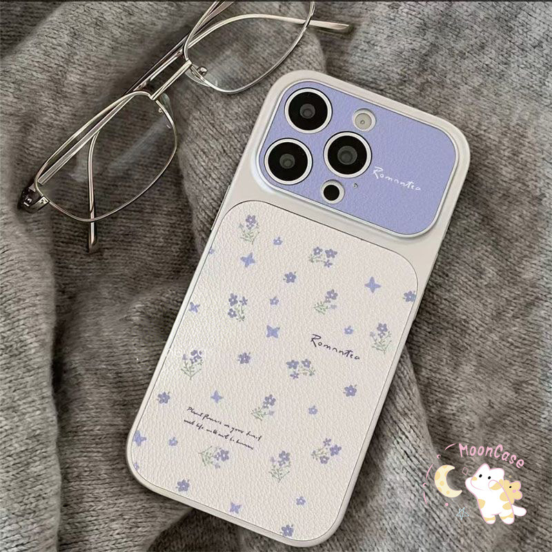 สำหรับ iPhone 16 14 13 11 15 17 12 Pro Max 16 15 14Plus เคสรุ่นใหม่ ผิวหนังลายดอกไม้สไตล์อ่อนโยน หน้าต่างกล้องใหญ่