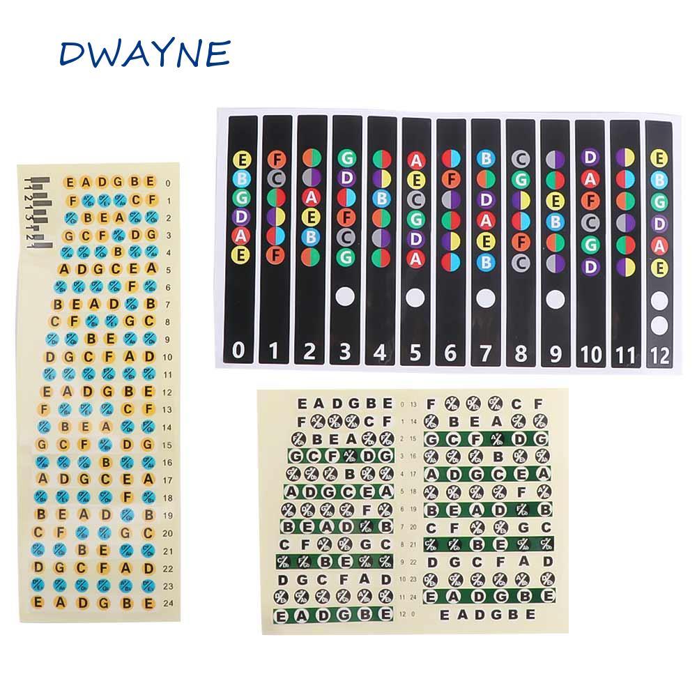 DWAYNE กีตาร์ Scales สติกเกอร์ Musical Scale อุปกรณ์กีตาร์ Frets หมายเหตุ Decal กีตาร์ไฟฟ้าแบบพกพาเริ่มต้น Fretboard สติกเกอร์