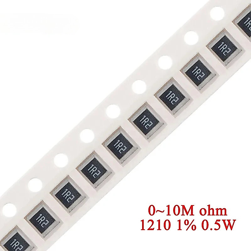 50pcs 1210 ตัวต้านทาน SMD 1% 0.5W 0 ~ 10M 0 2 3.3 5.6 10 12 20 30 36 47 51 82 100 200 680 820 1K 2K 6K 20K 22K 200K 1M 10M โอห์ม