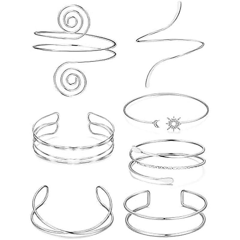 FEYIR 7 ชิ้น Arm Cuff เครื่องประดับสําหรับผู้หญิง Upper Arm Cuff กําไลข้อมือ Band Armlet ปรับแขน Cuf