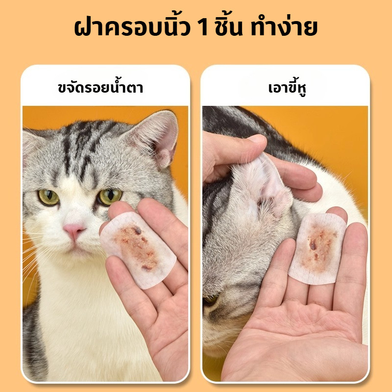 พร้อมจัดส่ง ทำความสะอาดสัตว์เลี้ยง แผ่นเช็ดแมว ผ้าเช็ดตาและหู ทิชชู่เปียกเช็ด บรรจุ 120แผ่น ราคา ถูกที่สุด ดีลบีเคเค แกลเลอรีภาพที่ 3