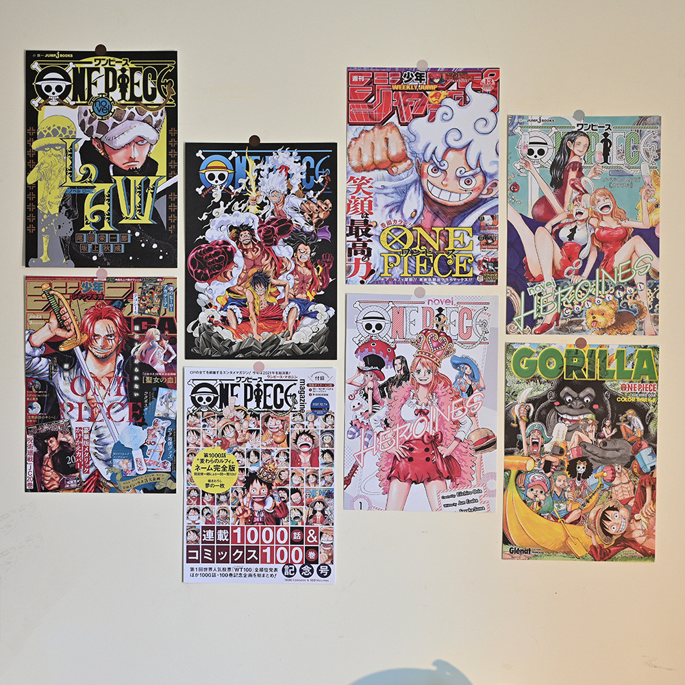 8ชิ้น/เซ็ต หนึ่ง ชิ้นส่วน อะนิเมะโปสเตอร์นักเรียนหอพักห้องห้องนอนพื้นหลังตกแต่งผนังภาพวาดสติ๊กเกอร์ติดผนัง