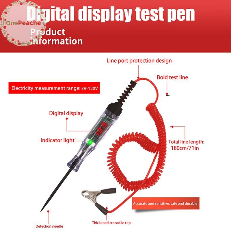 OnePeache Heavy Duty 5-120V Backlit Digital LED Circuit Tester, Auto Test Light Digital LED Circuit 
