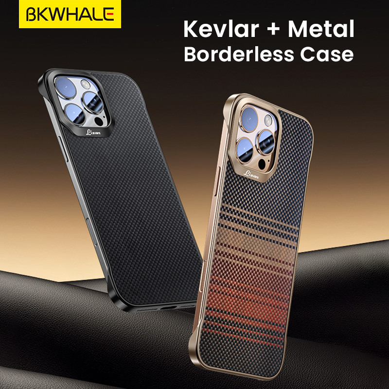 BKWHALE Kevlar fiber ไร้ขอบโลหะผสมแม่เหล็ก hard case สําหรับ iPhone 17 16 15 14 13 12 Pro Max iPhone16 iPhone17 iPhone15 Pro Max 17Air ไร้กรอบปลอกบาง